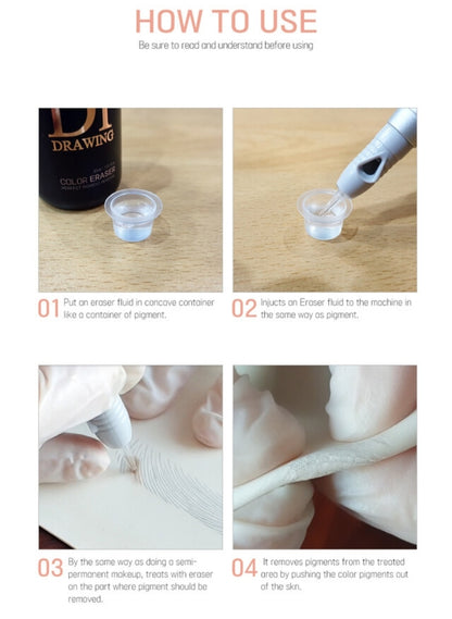 Dr. Drawing Pigment Color Eraser ingredients - Gentle formula for effective removal of permanent makeup.