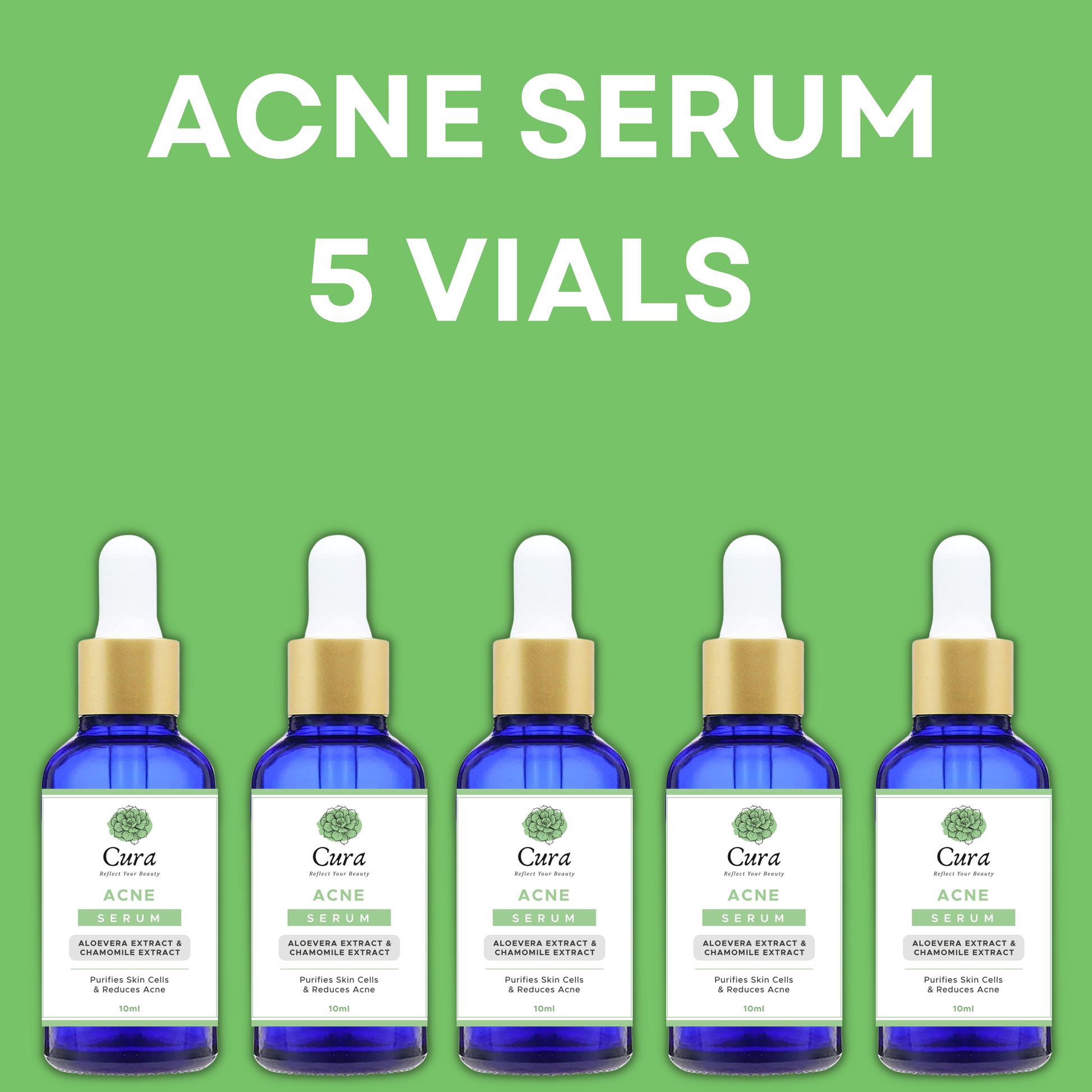Cura Acne Serum 10ml - Natural Treatment for Acne Marks, Blemishes & Prone Skin - SD Cosmetics Care