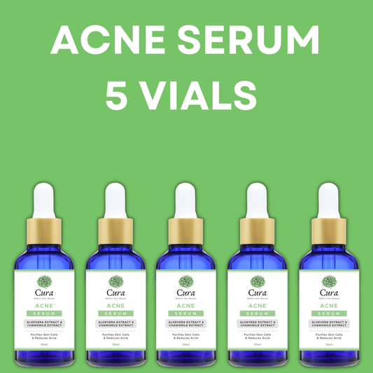 Cura Unisex Acne Serum for Acne Marks And Acne Prone Skin, featuring ingredients like aloe vera and chamomile, is designed to regulate sebum production for clearer skin. A potent Cura acne serum that helps prevent breakouts and maintain oil levels, perfect for any skin type.