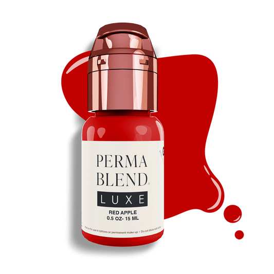 Image of PERMABLEND LUXE Red Apple 15ml pigment showcasing the cool red color, ideal for permanent makeup applications.