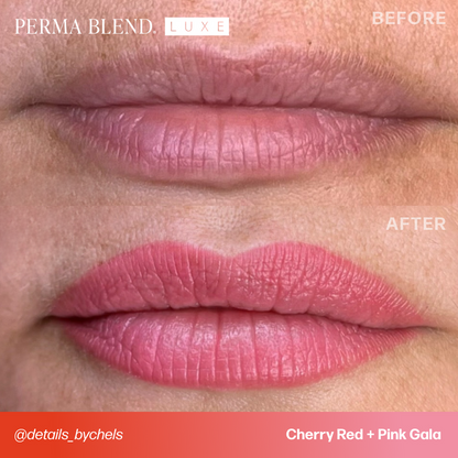 Permablend LUXE - Cherry Red 15ml bottle showcasing the vibrant medium red pigment, perfect for enhancing beauty art.