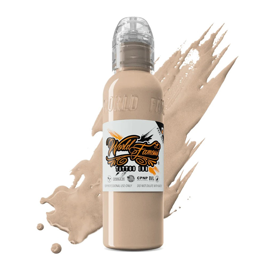 World Famous Tattoo Ink – Mona Lisa Skin - 15ml with UV reactive properties for enhanced tattoo detailing.