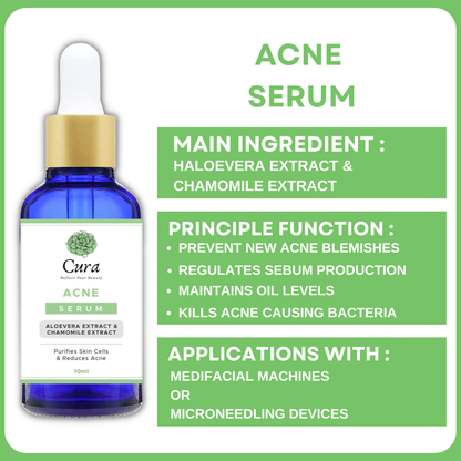 Cura Acne Serum 10ml - Natural Treatment for Acne Marks, Blemishes & Prone Skin - SD Cosmetics Care