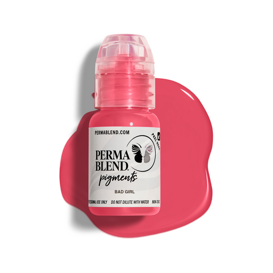 Permablend Bad Girl permanent makeup pigment 15ml bottle showcasing glamorous shade ideal for bold beauty lovers.