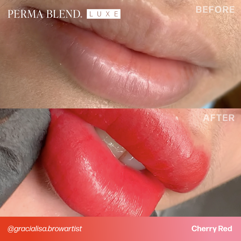 Close-up of Permablend LUXE - Cherry Red demonstrating its deep cherry-like hue and cool temperature for artistic designs.