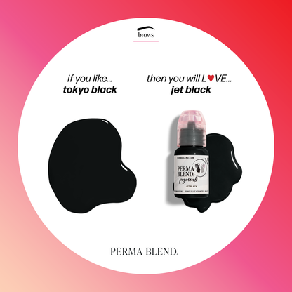 Artist using Permablend Jet Black in a professional setting to achieve desired eyeliner effects for clients.