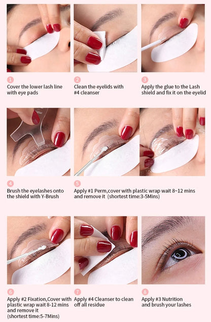 Comparison image focusing on the enhancements achieved with the ICONSIGN Lash Lift & Tint Kit - Black, showcasing the curls and definition available with this Lash lifting kit.