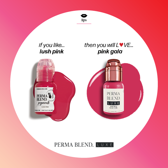Applicator with PERMABLEND LUXE Pink Gala pigment applied on a surface, highlighting its vibrant shade.