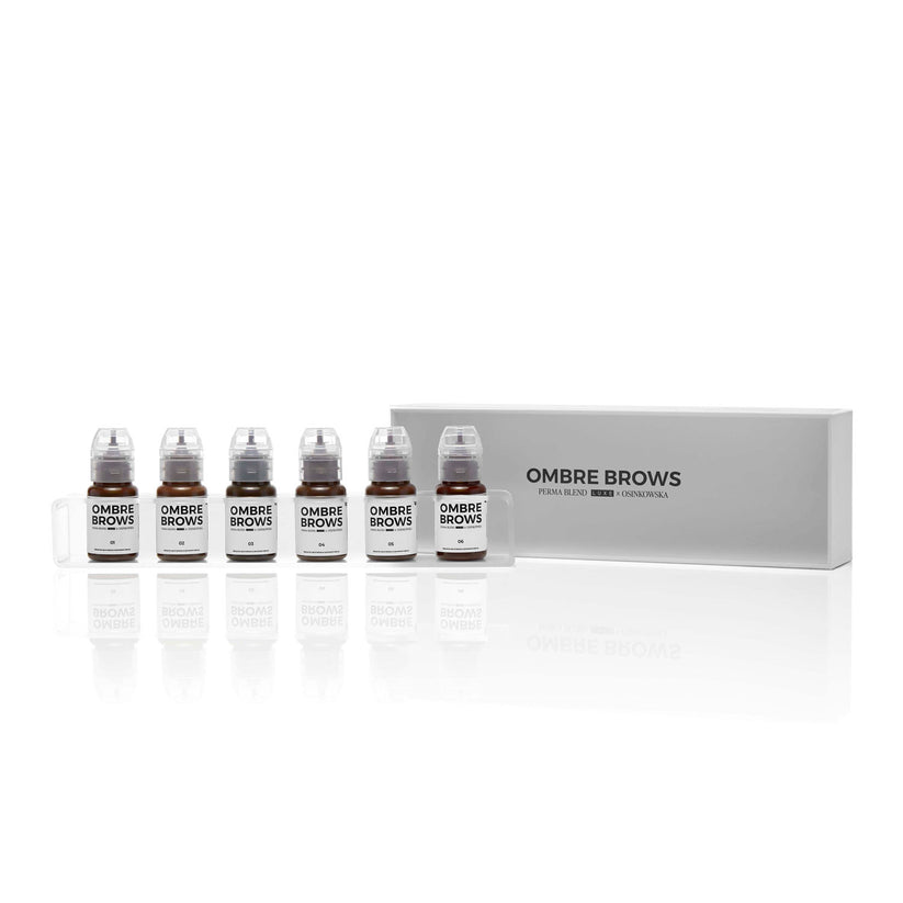 Perma Blend LUXE x Osinkowska Ombre Brows Collection Set showcasing Pigment 01, a light brown shade perfect for fair skin and light hair.
