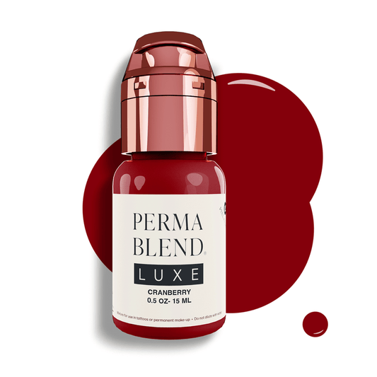 Permablend LUXE Cranberry 15ml Pigment bottle showcasing cool fuchsia cranberry color for permanent makeup.