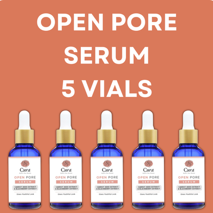 Cura Open Pores Serum - 5 x 10ml Vials with Carrot & Blackberry Extract for Smooth Skin - SD Cosmetics Care