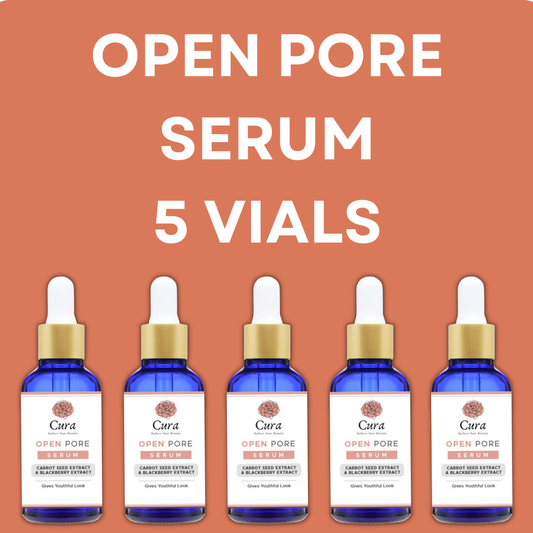 Cura Open Pores Serum - 5 x 10ml Vials with Carrot & Blackberry Extract for Smooth Skin - SD Cosmetics Care