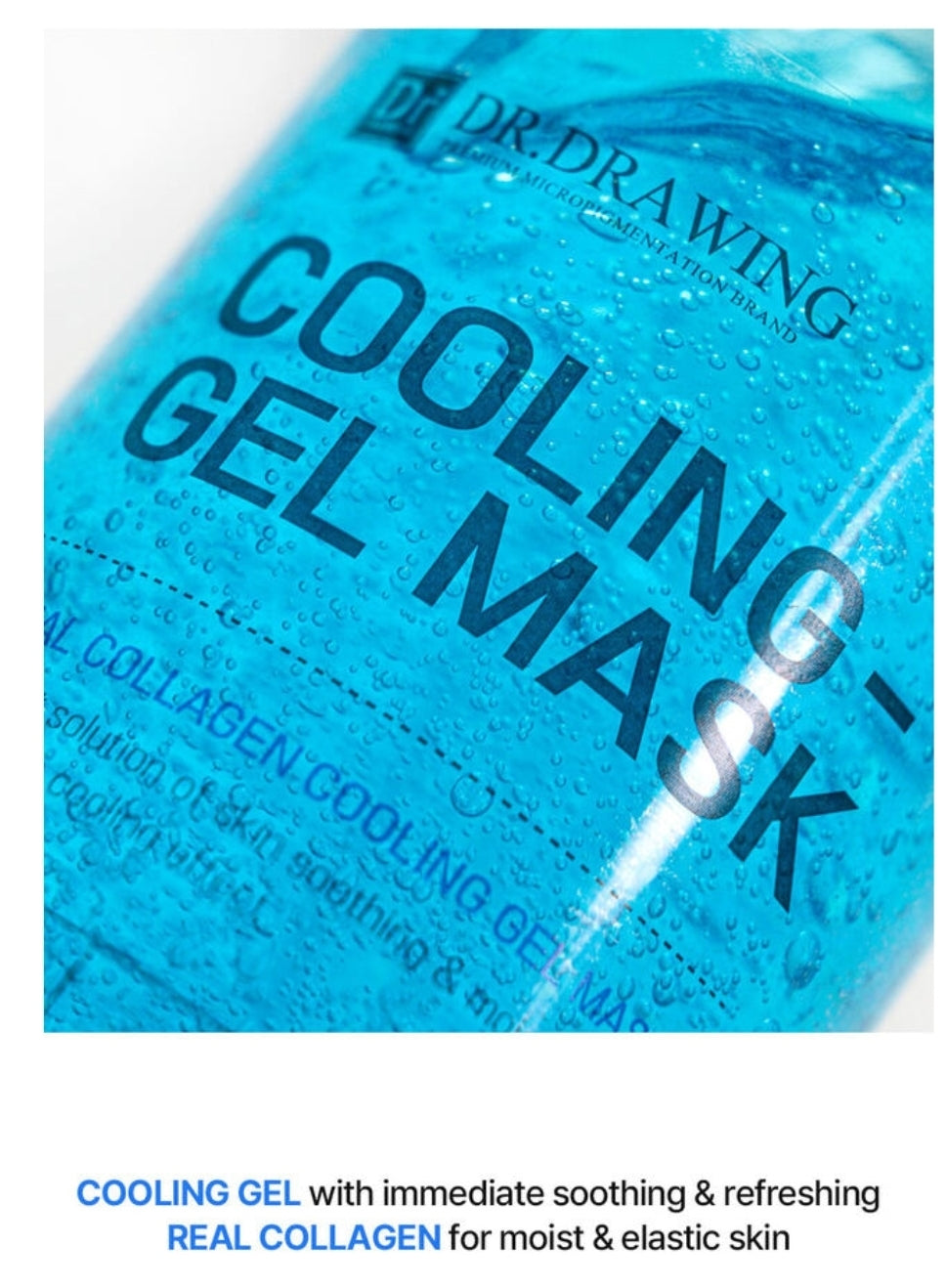 User enjoying the refreshing sensation from the Dr. Drawing Cooling Collagen Mask during self-care.