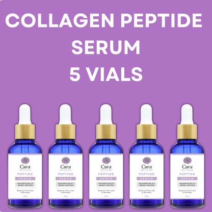 Cura Collagen Peptide Serum - 5 Vials of 10ml for Youthful Skin, Reduced Wrinkles & Enhanced Elasticity - SD Cosmetics Care
