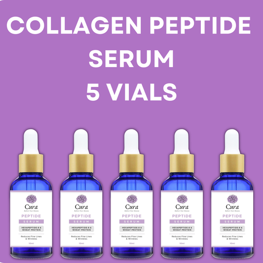 Cura Collagen Peptide Serum - 5 Vials of 10ml for Youthful Skin, Reduced Wrinkles & Enhanced Elasticity - SD Cosmetics Care