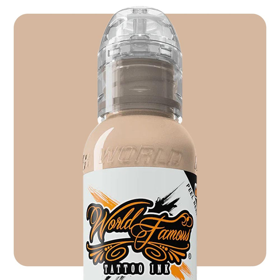 Close-up view of World Famous Tattoo Ink – Mona Lisa Skin - 15ml highlighting its bright and bold color.