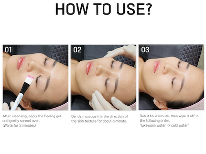 Illustration of key ingredients in Dr. Drawing Brightening Peeling Gel, including aloe vera and green tea, that enhance skin radiance.