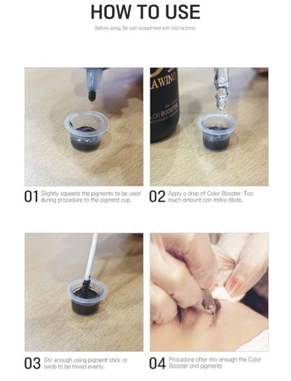 Using Dr. Drawing Color Booster to mix for PMU treatments, an important step in creating smooth pigment applications.