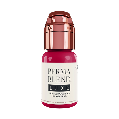 Close-up view of Permablend Luxe Pomegranate pigment before application, highlighting its medium-to-high opacity for PMU lip artistry.