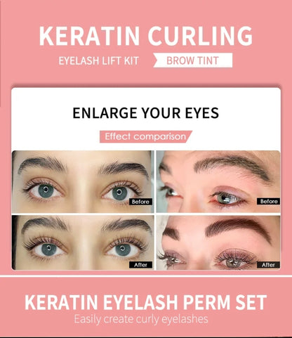 Before and after comparison using the ICONSIGN Lash Lift & Tint Kit - Black, illustrating the impactful results on lashes and brows, perfect for those seeking a Lash lifting and tinting kit.