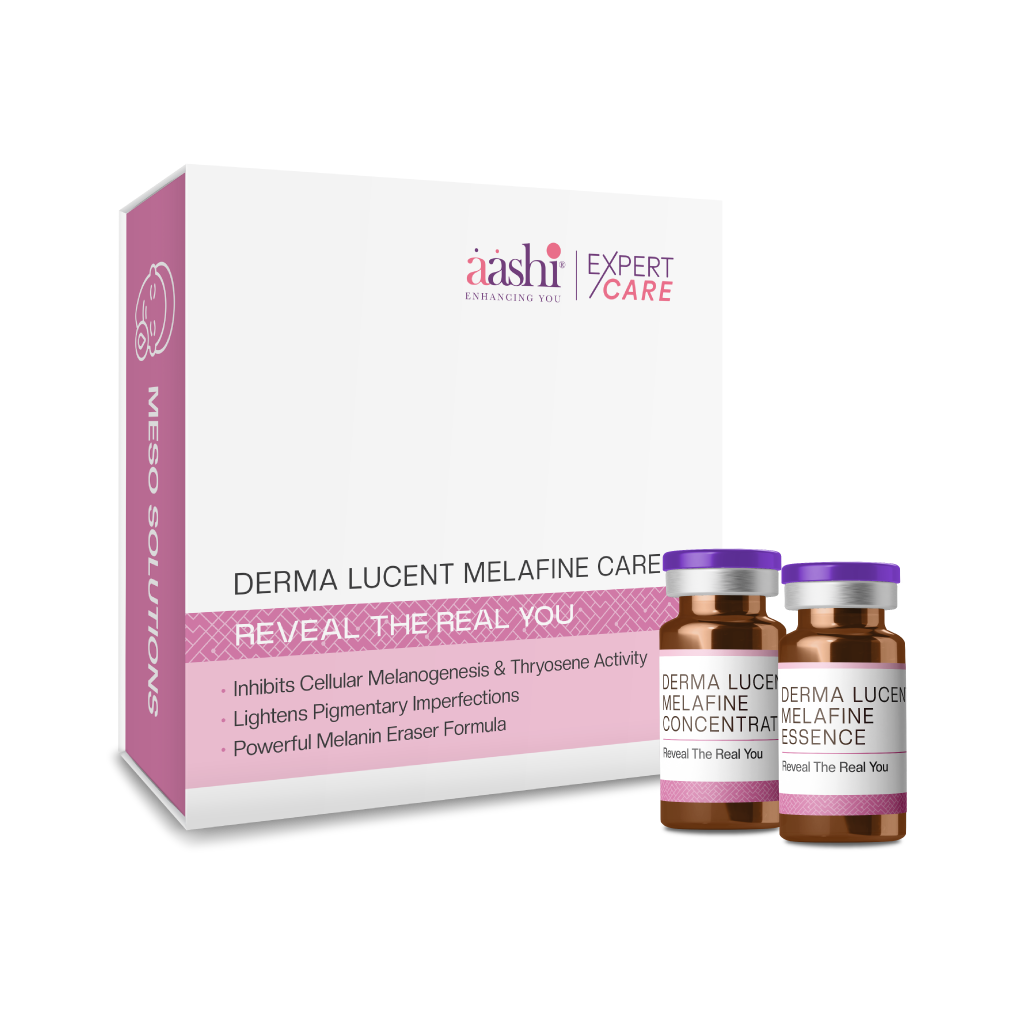 Aashi Derma Lucent Melafine Care - skincare set for hyperpigmentation and dark spots featuring brightening ingredients for a radiant complexion.