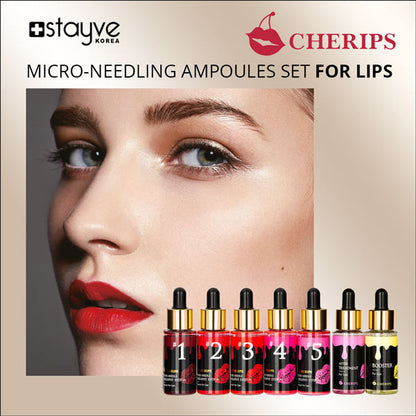 Close-up of Stayve Lip Tint in Hot Pink from the Stayve Cherips Micro-needling Ampoules Set for Lips, highlighting its smooth application.