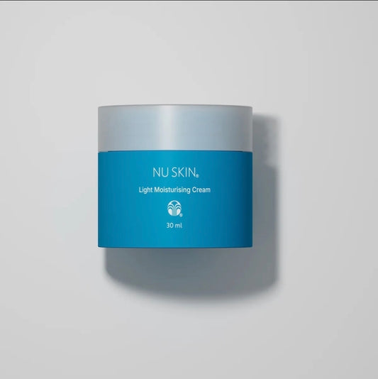 Nu Skin Light Moisturising Cream 30ml - Lightweight Hydrating Formula with Ceramides & Peptides on a clean surface, showcasing its rich moisturizing benefits.