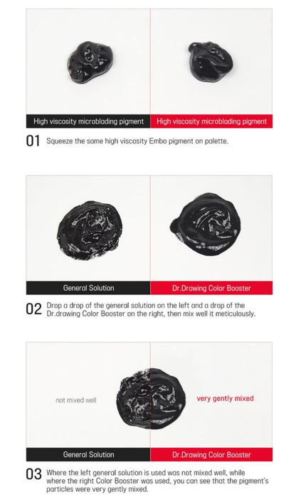 Dr. Drawing Color Booster packaging, effective PMU Color Booster with moisturizing properties for long-lasting pigmentation.