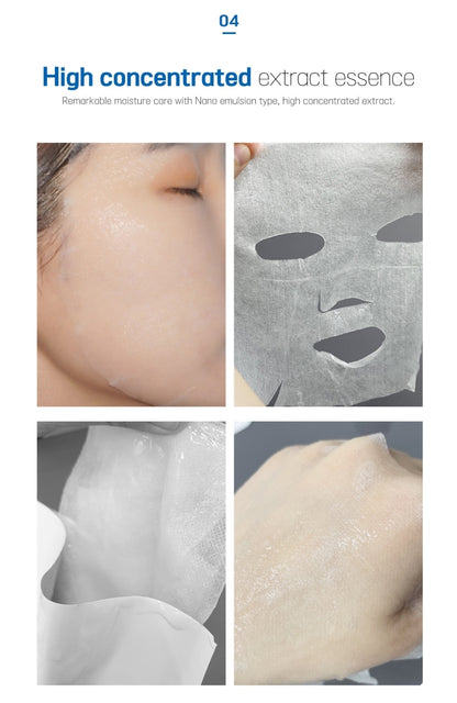 Before and after results of using Dr. Drawing Skin Control Hyaluronic Aqua Solution Sheet Mask, showcasing plump and glowing skin.