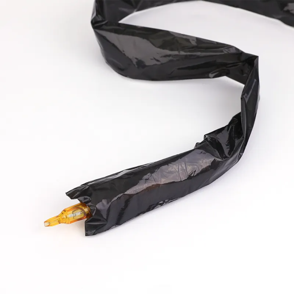 Black Protective Film Sleeves for Clip Cords - 5x80cm Disposable Covers, 100 Pack for Tattoo Machines - SD Cosmetics Care