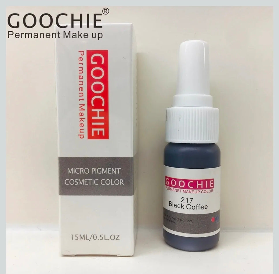 Goochie Black Coffee 217 EU Standard Micro Pigment Cosmetic Tattoo Ink | Permanent Makeup Eyebrow Color Pigment Micropigmentation 15ml - SD Cosmetics Care