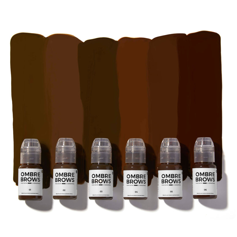 Perma Blend LUXE x Osinkowska Ombre Brows Collection Set featuring Pigment 02, a darker neutral shade designed for clients with blonde hair.