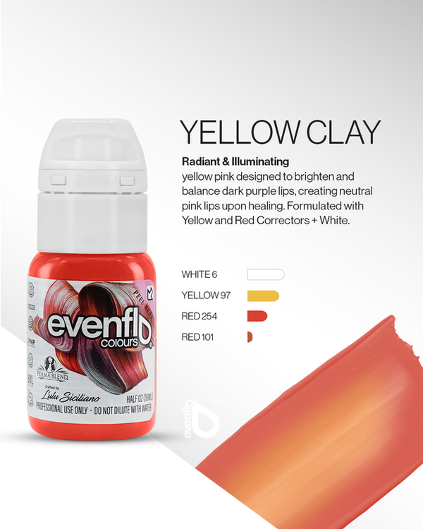 Permablend Evenflo Yellow Clay organic and inorganic hybrid pigment for lip color correction