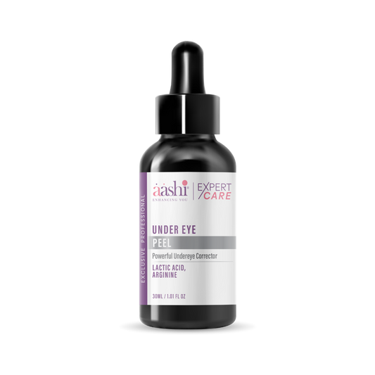 Aashi Under Eye Peel featuring the powerful formula for rejuvenating tired eyes, perfect for reducing dark circles and puffiness. Discover the benefits of Aashi Chemical Peels including effective hydration and collagen stimulation for youthful skin.