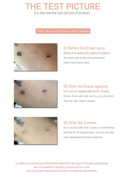 Close-up of Dr. Drawing Pigment Color Eraser - Ideal solution for correcting microblading errors.