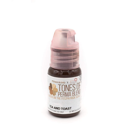 Permablend Tea and Toast | Fitz 3-4 Pigment 15ml | Permanent Makeup Pigment - Bottle representation showcasing the rich shade for dark blonde to brown hair.