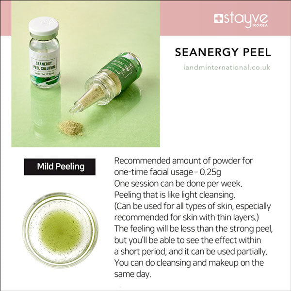 Display of ingredients used in Stayve Seanergy Peel products, emphasizing the premium natural components that promote skin health.